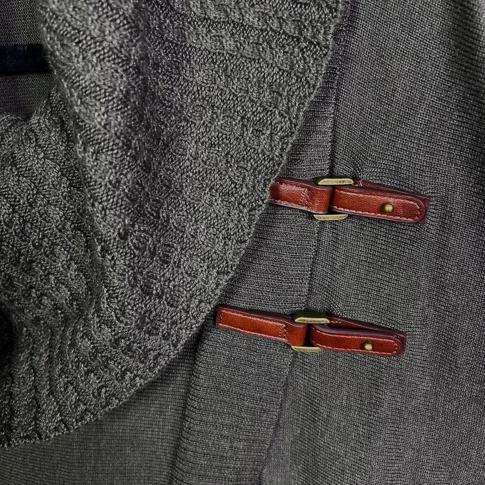 Ellen Tracy sweater Medium cowl neck equestrian‎ drape wool green shawl neck